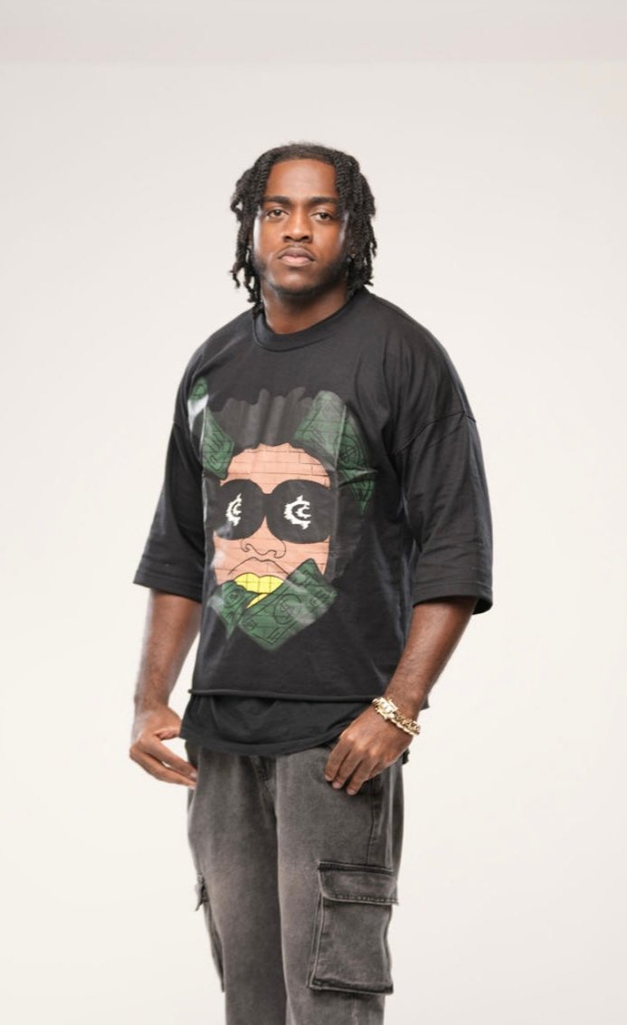 Money Man Oversized Crop Tee (Black)