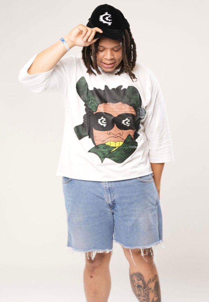Money Man Oversized Crop Tee(White)