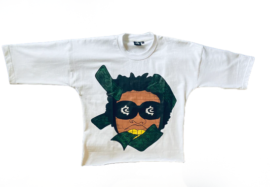Money Man Oversized Crop Tee(White)